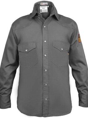 Flame Resistant FR Shirt - 100% C - Light Weight (2X-Large, Dark Grey)
